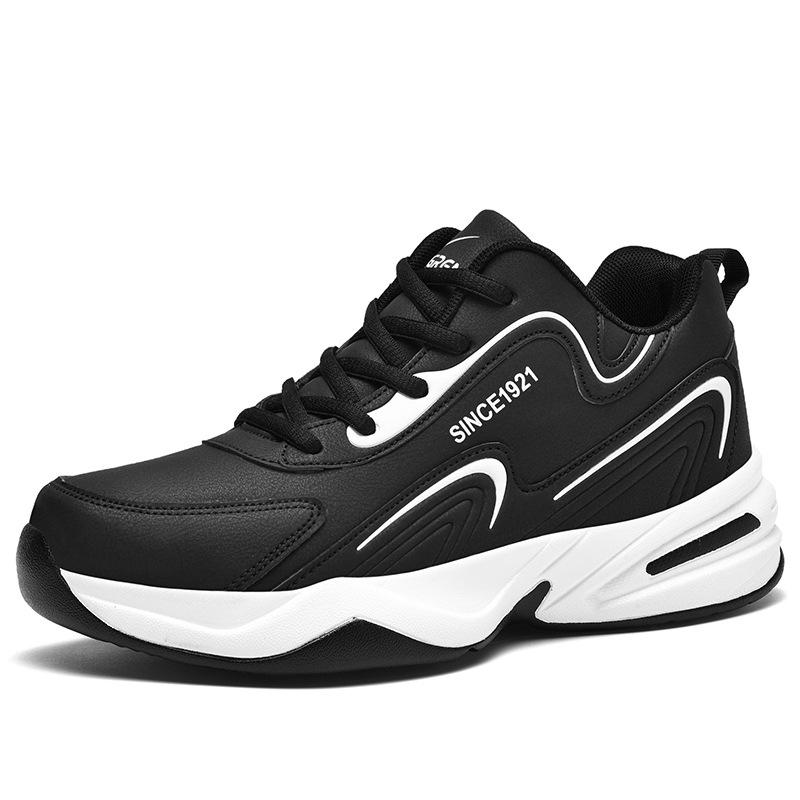 Men's Waterproof Leather Sports Shoes: Autumn/Winter White, Non-Slip, Wear-Resistant for Junior High Students