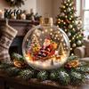 Reusable Holiday Hanging Ornaments Light Up Christmas Scene Ball Ornament with Warm LED Glowing Story for Indoor Festive Night Lights Tree Decor