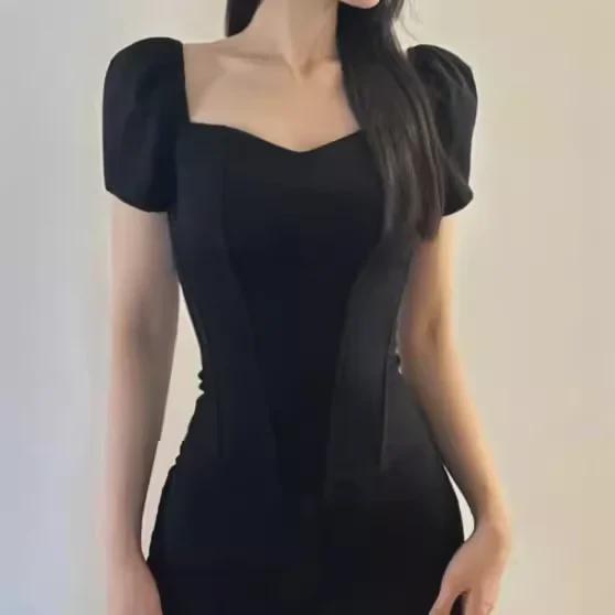 European & American Street Style Off-Shoulder Short Sleeve Bustier Top with Fishbone Corset and Padded Bandeau for Women