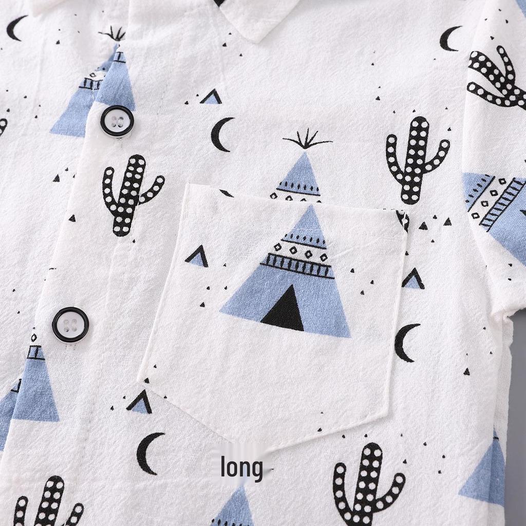 Boys' Cactus Print Long Sleeve Top & Casual Jeans Two-Piece Set