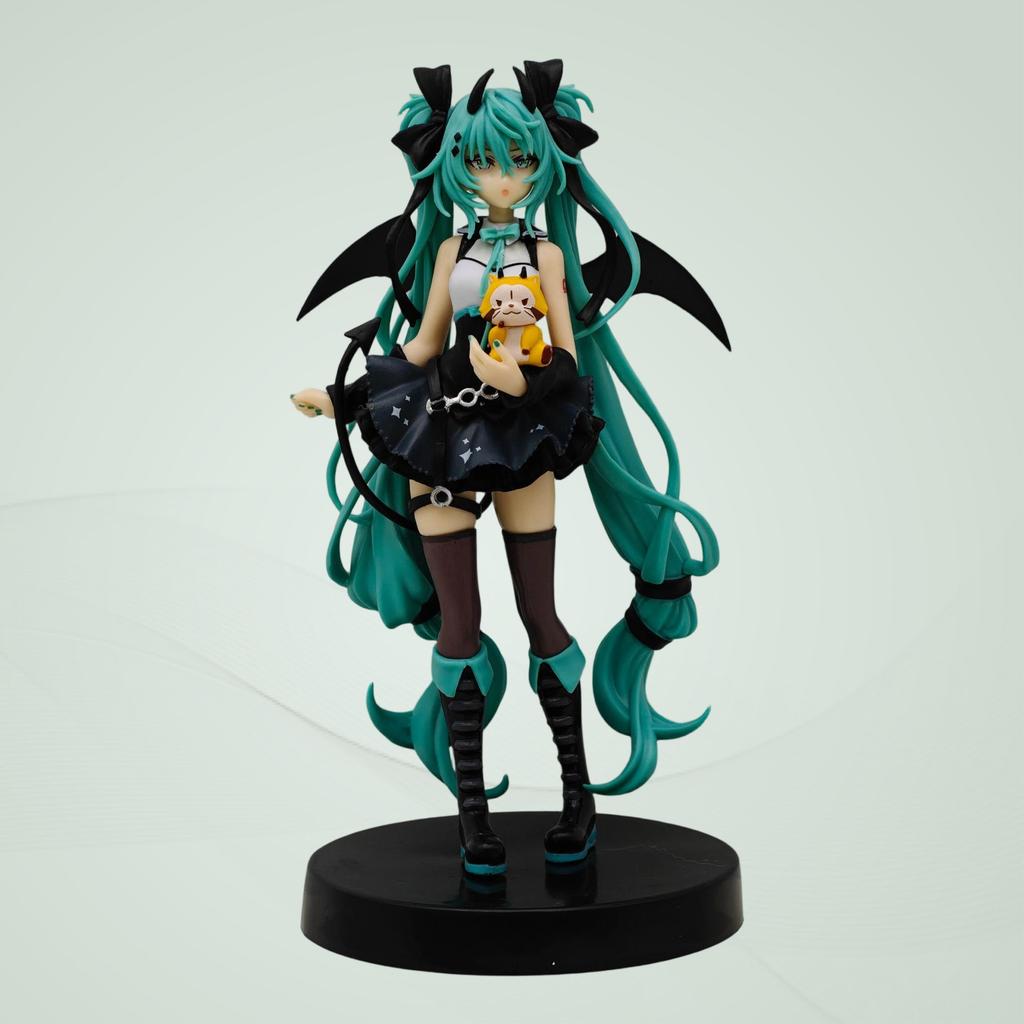 Anime Little Devil Hatsune Miku Premium Action Figure 2D Style Model Raccoonthemed Devil Miku Collectible Decorative Ornament