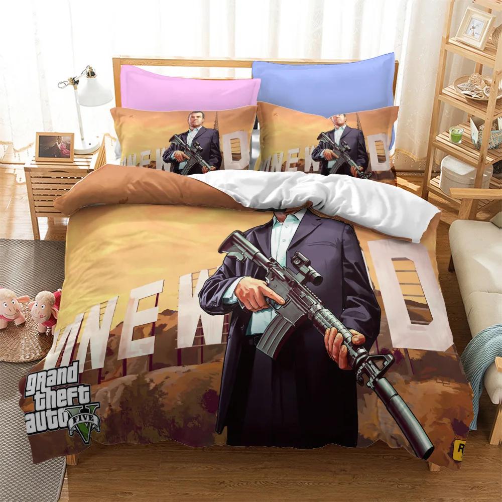 Comforter Game Grand Theft Auto V Bedding Set Boys Girls Twin Queen Size Bed Kids Adult Home Textileextile