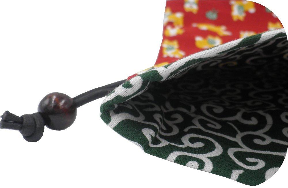 Handmade Drawstring Bag with Lined Red Shiba Inu and Arabesque Made In Perfect for Goshuin Small and New Gifts Japanese-style Lining, Pattern, Japan,