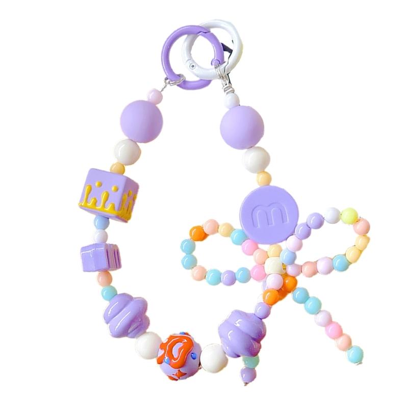 Elegant Plastic Beaded Keychain Pendant Mobile Phone Chain Straps Fashion Cellphone Rope Women Telephone Lanyard Jewelry