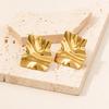 304 Stainless Steel Heart Stud Earrings - Pleated Irregular Design, 18k Gold Plated