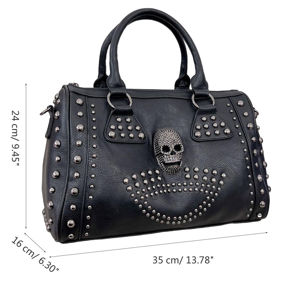 Borsa a Spalla Versatile Borsa Messenger Borchiata per Ragazza Adolescente Borsa a Tracolla in PU Borsa Vintage Teschio Punk Borse Moda Casual