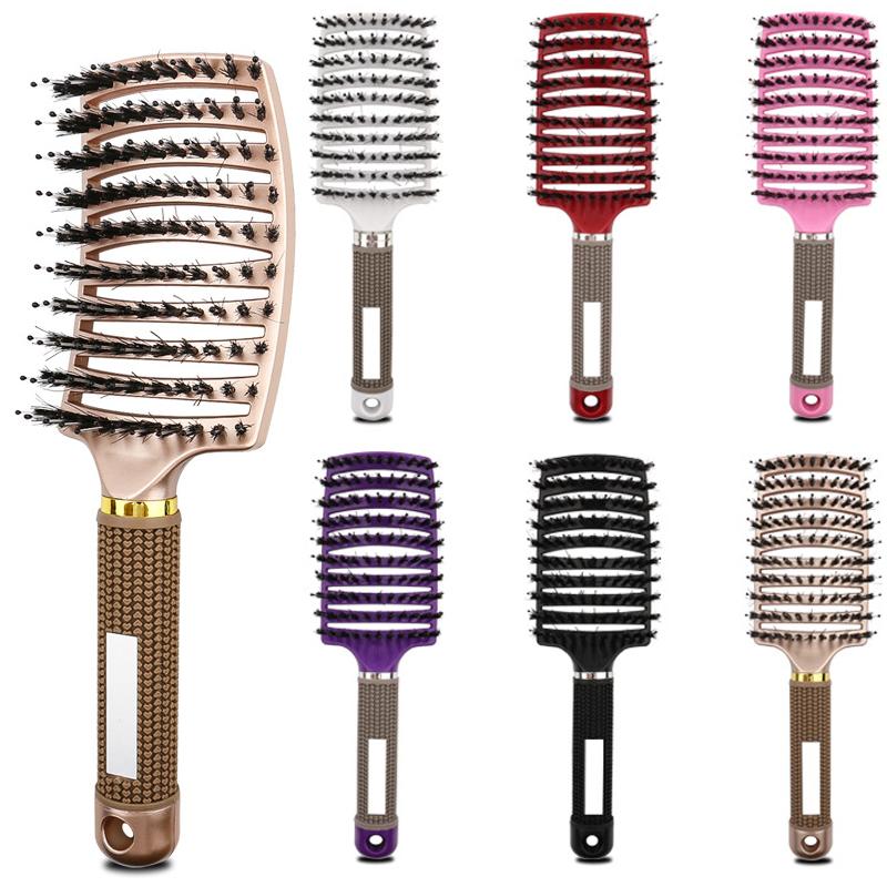 Boy Girl Curved Comb Bristle Massage Comb Curly Hair Styling Hairgrooming Comb Baby Adult Hair Brush Hairdressing Accessories