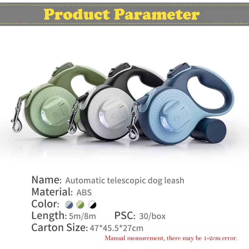Automatic Dog Accessories Hands Free Heavy Duty Customized Dog Leads Custom Nylon Retractable Dog Leash