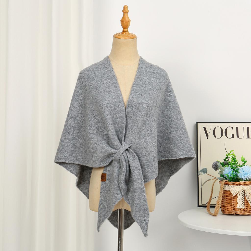Lazy Travel Strolling Streets Triangular Scarf Women Autumn Winter Neck Protection Warm Air-conditioned Room Solid Color Shawl Outdoor Wear