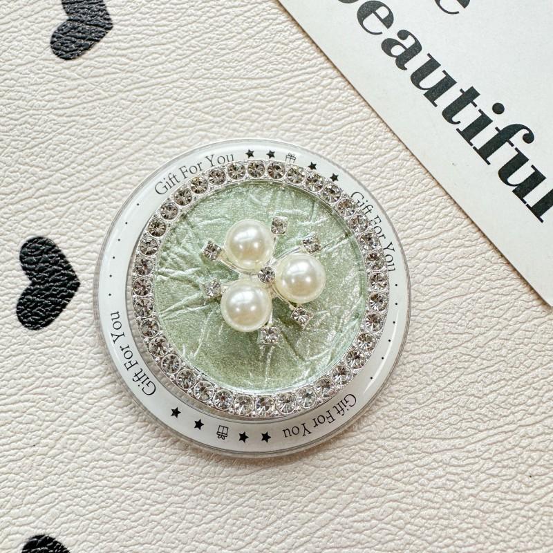 

Pearl Flower Water Diamond Round Phone Airbag Bracket Solid Color Premium Women s Desktop Lazy Grip Support Frame