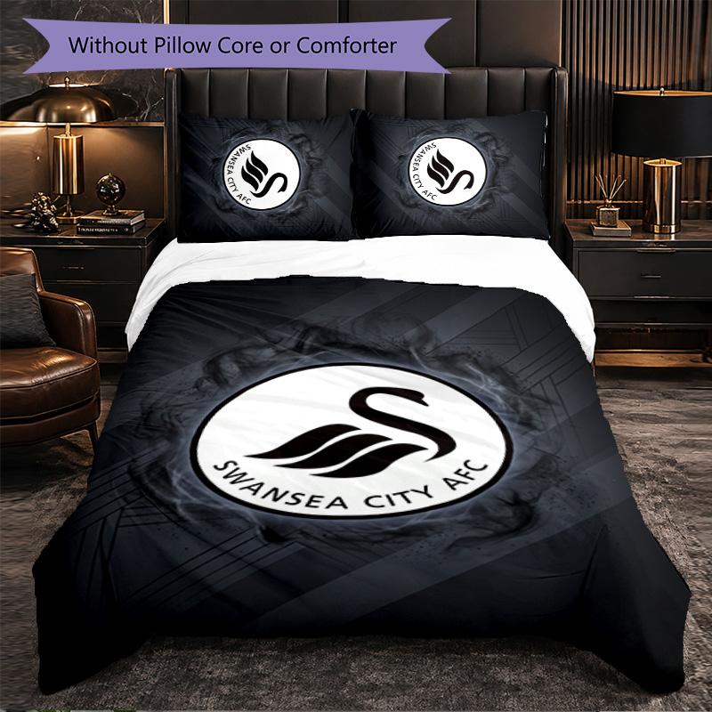 Biancheria da letto a tema Swansea City Set 3 Pezzi Copripiumino Biancheria da letto Decorativa Per Stanza Adolescenti Decorazione Casa
