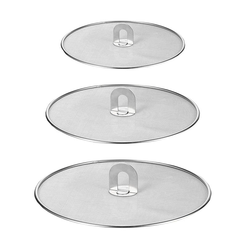 Stainless Steel Splatter Screen Mesh Pot Lid Cover Silver Oil Frying Pan Lid Cooking Tools Kitchen Gadgets Diameter 25/29/33cm