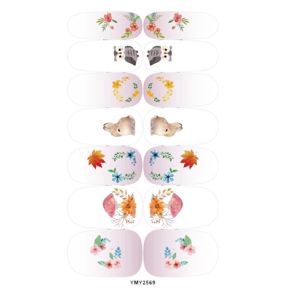 Waterproof Autumn Leaves Fox Nail Art Stickers - Full Cover Ins Style (YMY2566-2576)