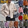 Jaquetas e Casacos Femininos Vintage Casuais Estampa Lisa Outono Inverno Manga Longa