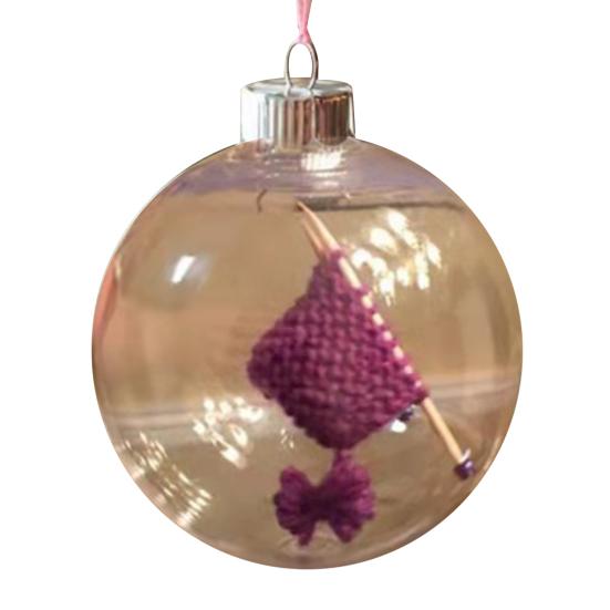 Holiday Sewing Snow Ball Ornament Plastic Clear Balls Xmas Hanging Ornament Seamstress Gift for Knitters Yarn Lovers