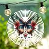 Rose and Butterfly Metal Wind Chime Outdoor Garden Decor with 2D Dynamic Art 360 Rotating Hooks Wind Powered for Patio Yard or Holiday Decoration