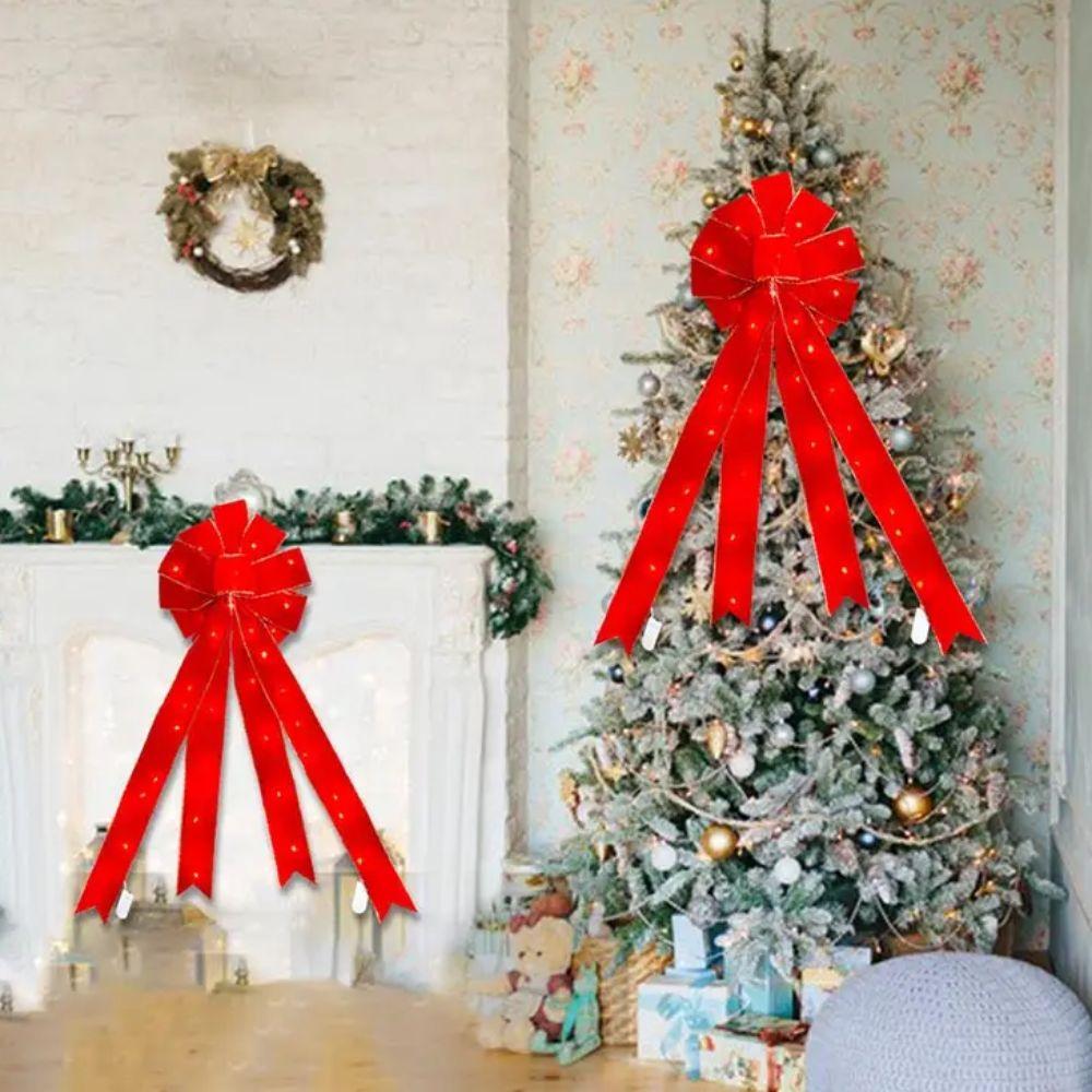 2pcs Large Size LED Luminous Bow Luminous Design Handmade Craft Christmas Tree Decoration Ribbon Material Creative