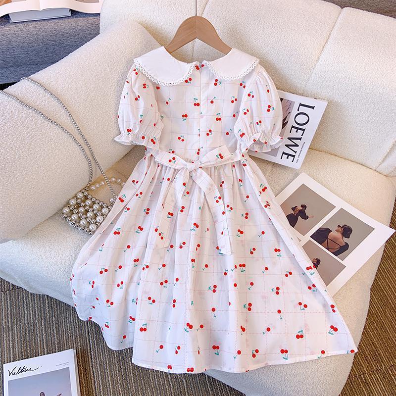 Girls Summer Lightweight Floral Dress with Peter Pan Collar Princess
