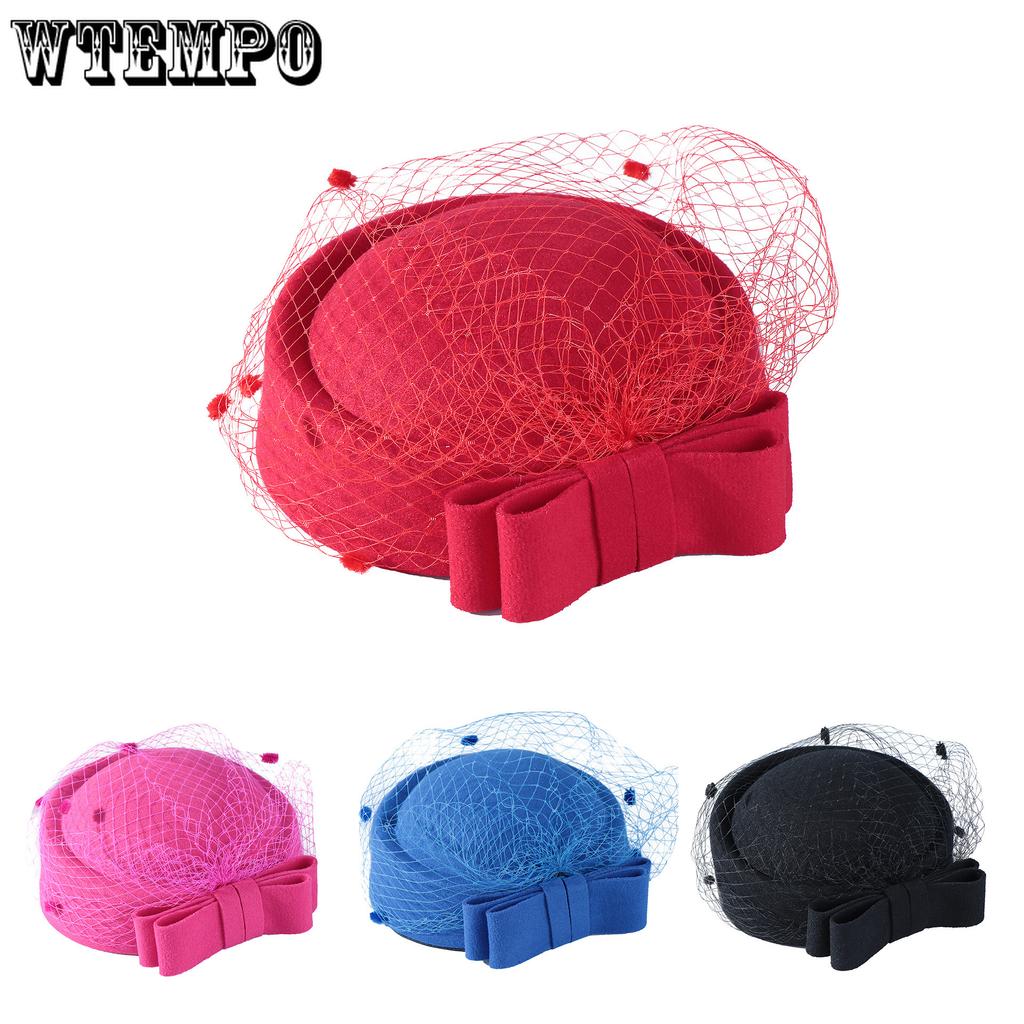 Damenhut im französischen Stil Netzhut Britische Hochzeitsfeier Schleife Stewardessenhut