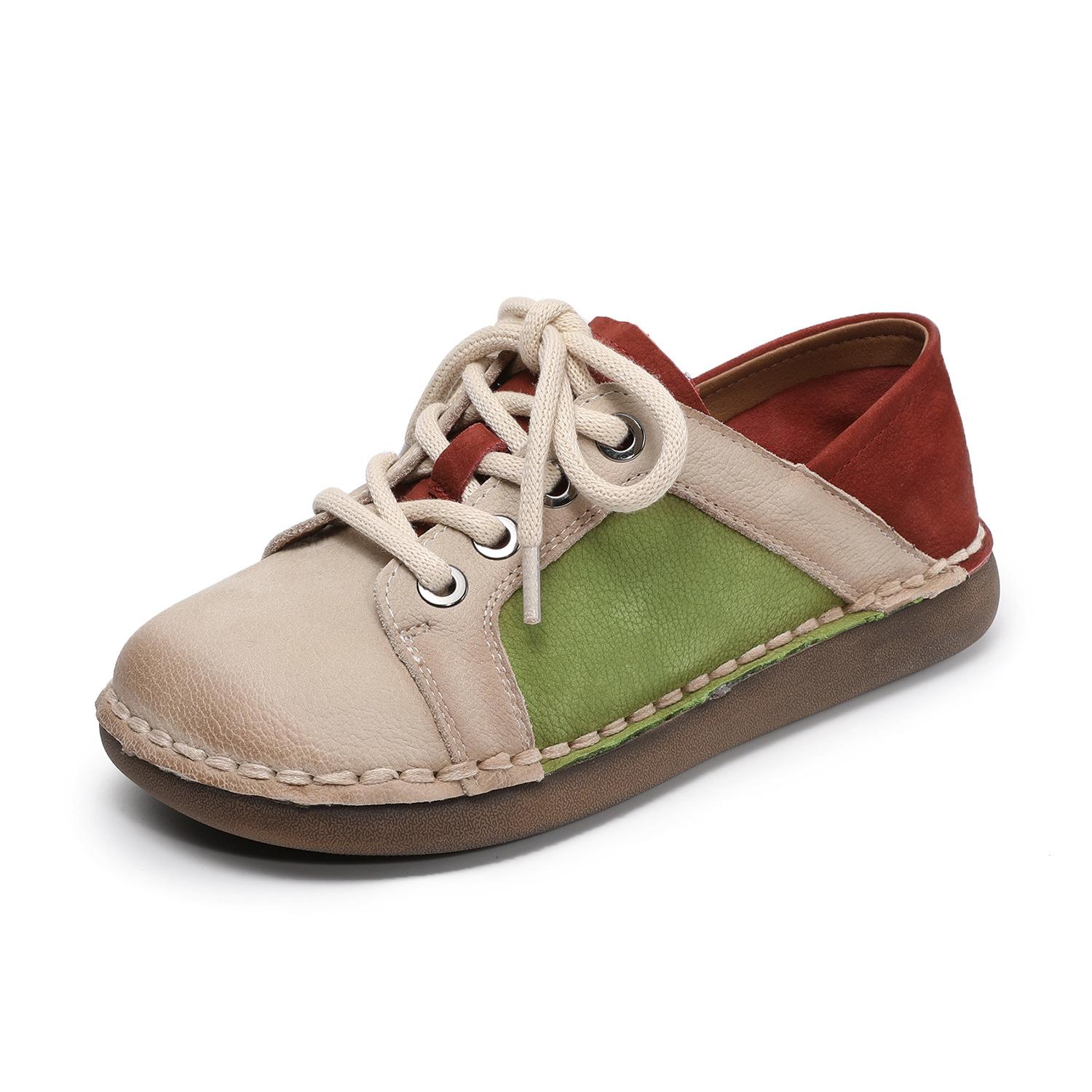 

Johnature Женские повседневные спортивные туфли ручной работы из натуральной кожи разных цветов, удобные, на плоской подошве 35 красный