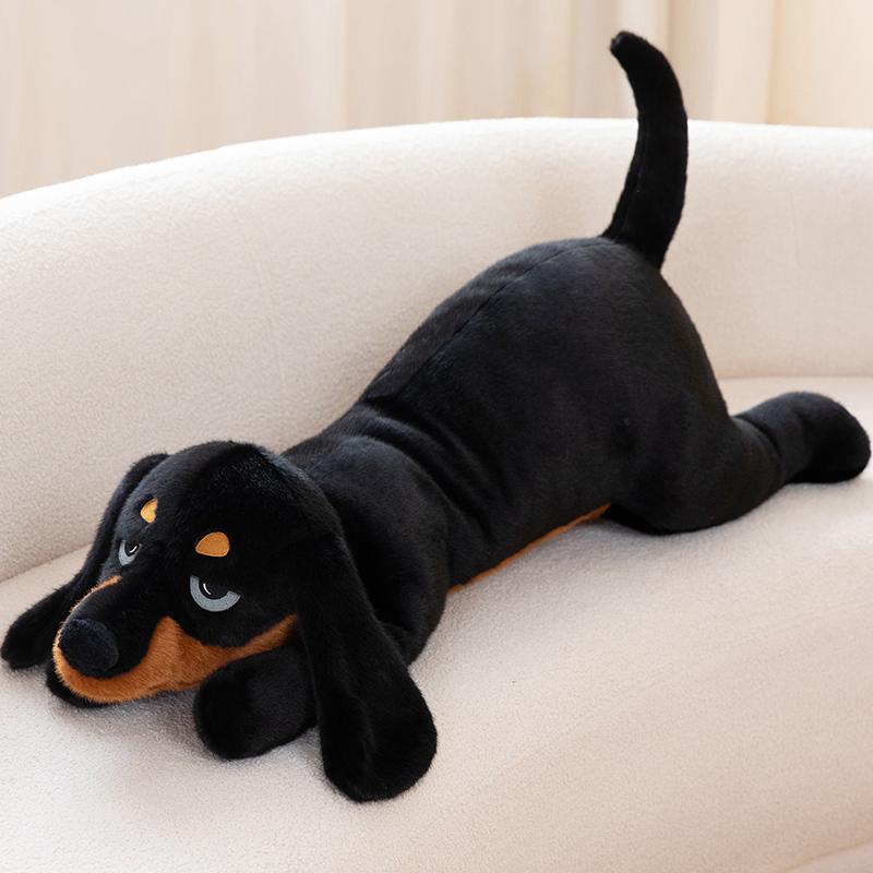 6080100Cm Simulated Black Dog Plush Toy Lifelike Dalmatian Plush Doll Soft Stuffed Animal Boy Girl Birthday Gift