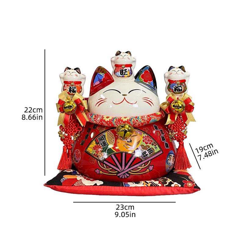 Japanische Keramik Glückskatze, Spardose, Geschenk zur Geschäftseröffnung für Glück und Wohlstand, Heimdeko Desktop-Ornament.