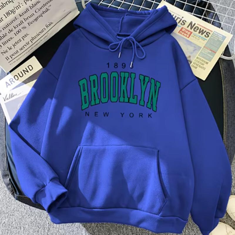 1989 Brooklyn New York Bedruckte Damen-Hoodies Mode Fleece-Hoodie Kreativität Pullover Kleidung Straße Locker Sweatshirts Damen