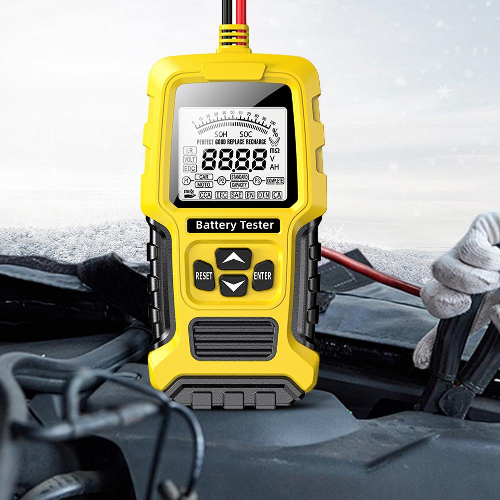 Car Battery Tester LCD Display Smart Battery Tester SOH SOC CCA IR Measurement Auto Battery Analyzer for Car Truck Boat SUV