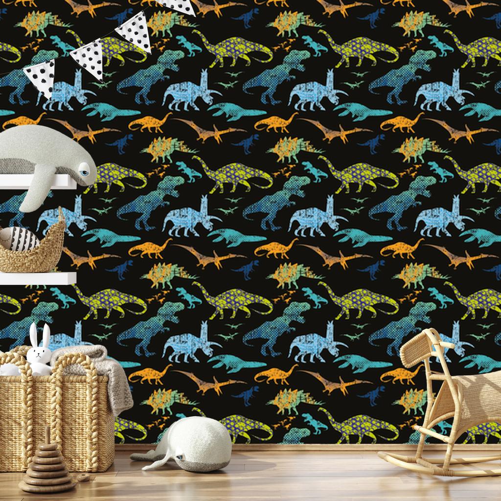 Colorful Dinosaurs Wallpaper for Living Room and Bedroom 50x1000