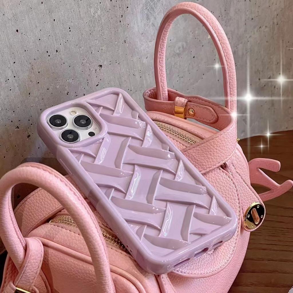 Niche Knitted Pattern Suitable for Apple 14 New Mobile Phone Case Electroplated IPhone13proMax Anti Fall Protection Case 12