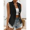 Women V Neck Sleeveless Blazer Vest with Padded Bust Single Breasted Slim Fit Casual Office Waistcoat