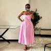 European and American Women's Clothing Summer New African French Minimalist Style Fresh and Elegant Striped Suspender Dress