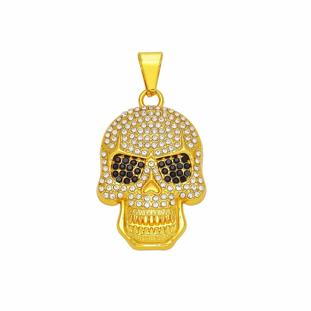 New Hot Selling Alloy Skull Full Rhinestone Pendant, Retro Personality Unisex Fashion Twist Chain Jewelry
