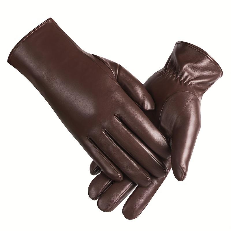 Women's Warm PU Leather Gloves for Autumn and Winter Windproof and Cold Proof Outdoor Cycling Versatile Black Gloves