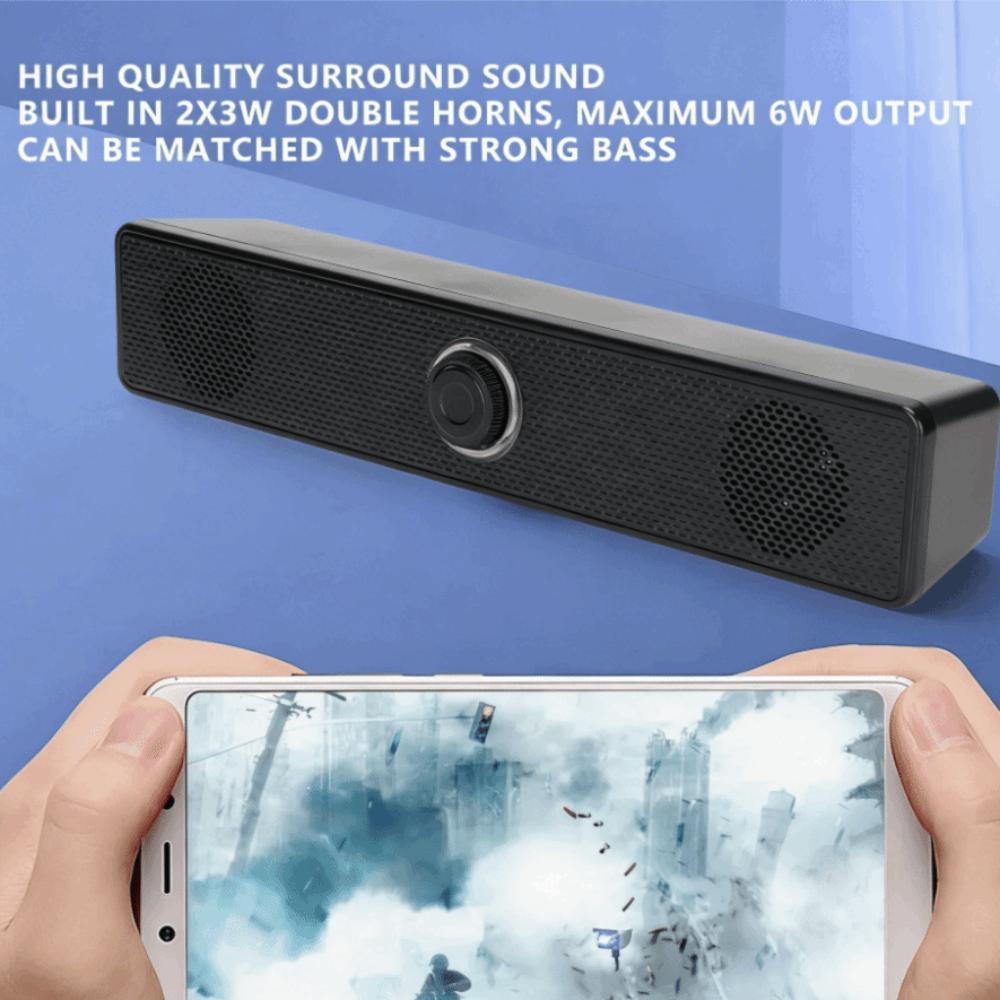 With Volume Control Computer Speaker USB Powered Soundbar Wired Connection  TV Entertainment
