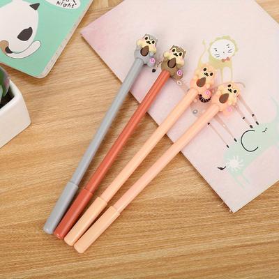 Back To School Season 10pcs 0.5mm Creative Cartoon Squirrel Shape Gel Pen Cute Learning Stationery Silicone Head Water-based Signature Pen