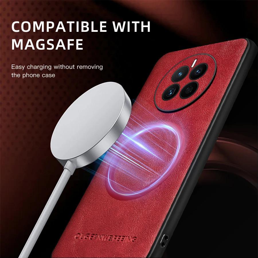 For Huawei Mate 50 50 Pro 50E PU Leather Magnetic Ring Soft Edge Anti-Drop Anti-Fingerprint Phone Case