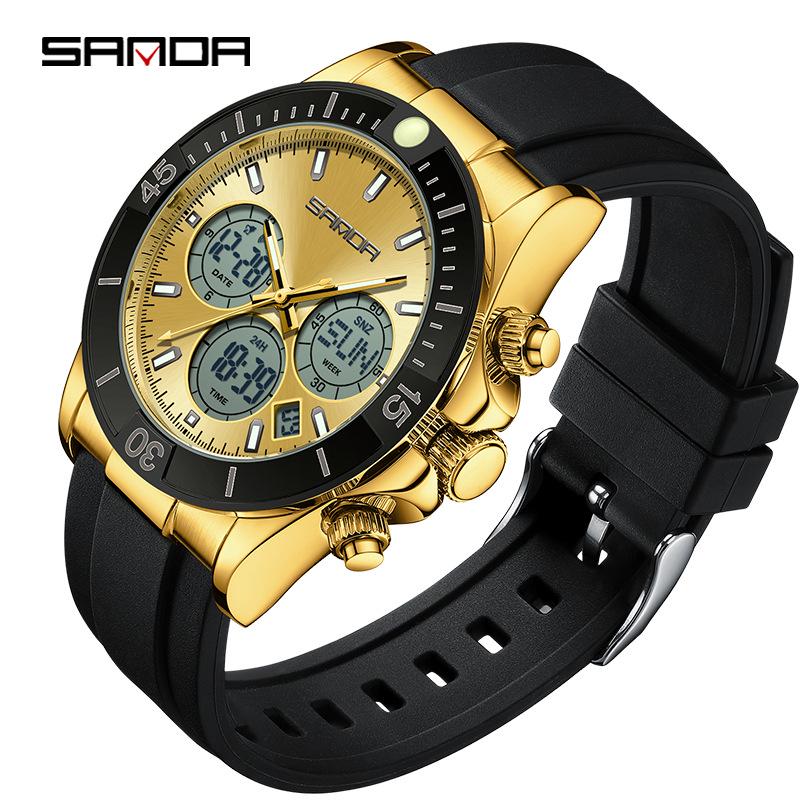 Reloj Electrónico Impermeable de Moda SANDA para Adolescentes - Cronómetro Deportivo Multifuncional de Doble Pantalla