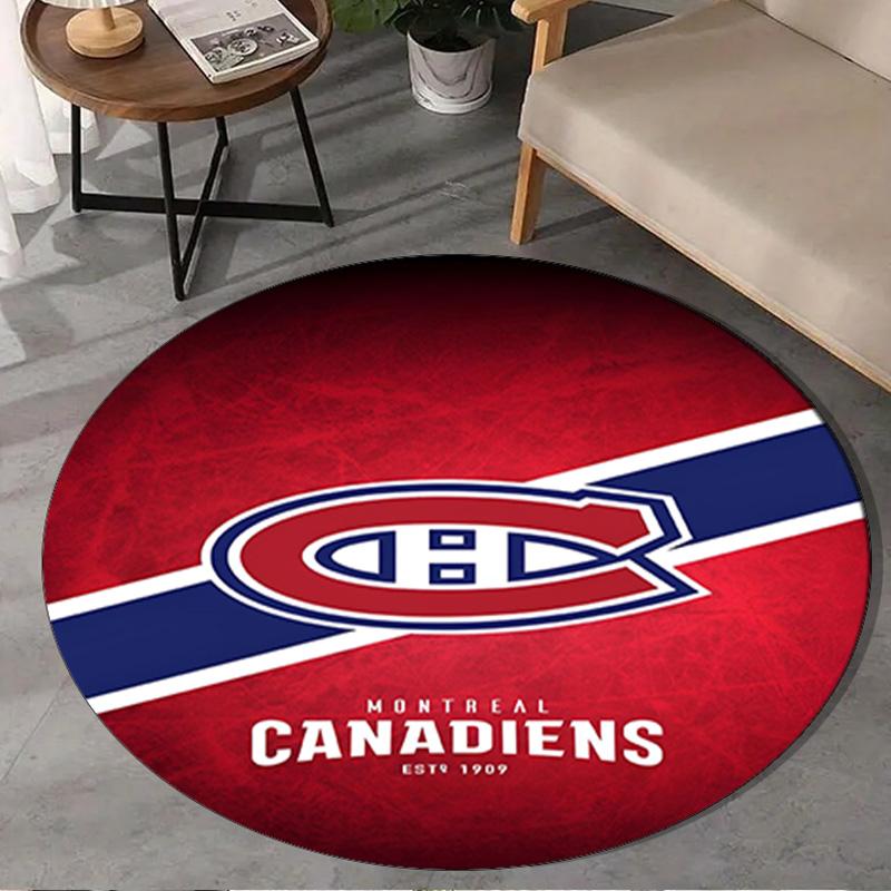 1PC Canadiens Hockey Team Round Rug, Non-slip Chair Mat, Home Decor, Circle Carpet Perfect for Office, Bedroom, Living Room,Christmas gift