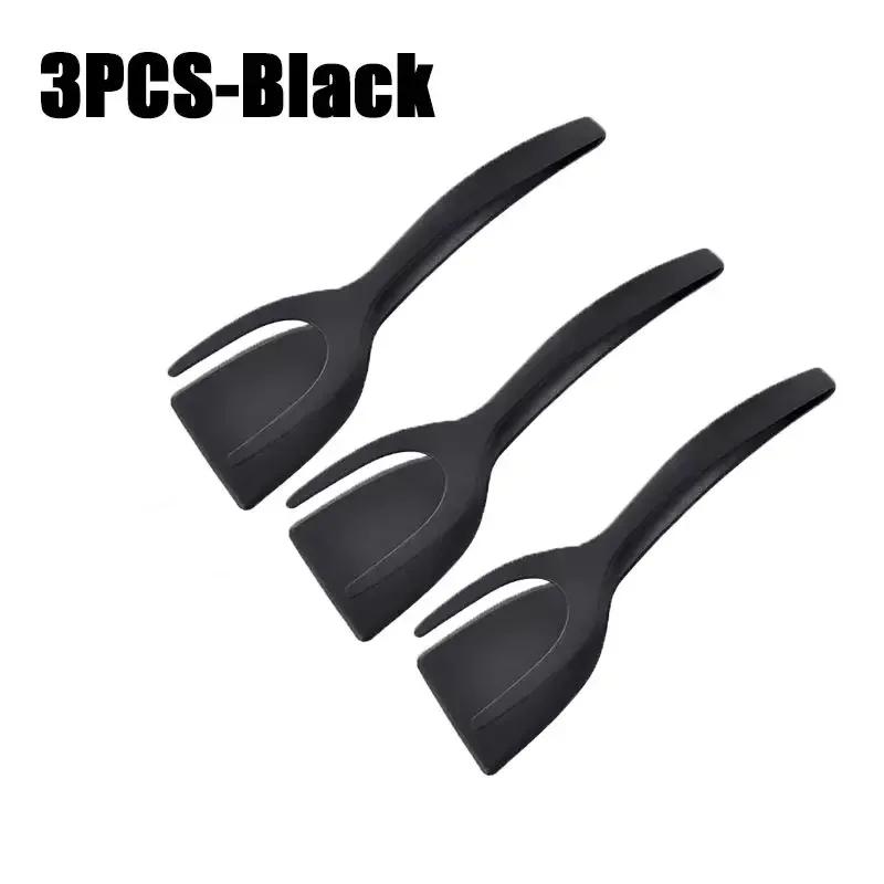 2 in 1 Nylon Grip Flip Tongs Egg Spatula Tongs Steak Spatula Tongs Clamp Pancake Fried Turners Kitchen Accessories