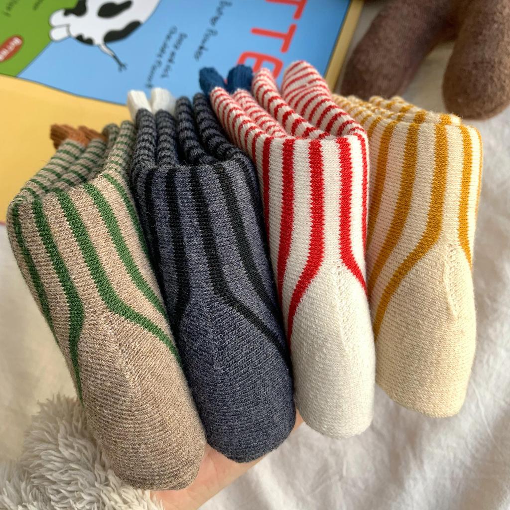 Damen Herbst Winter Socken Verdickte Warme Wollstrümpfe Gerippt Gestreift Frotteesocke Mode Socke Einfarbig Schlicht Vertikal Gestreift