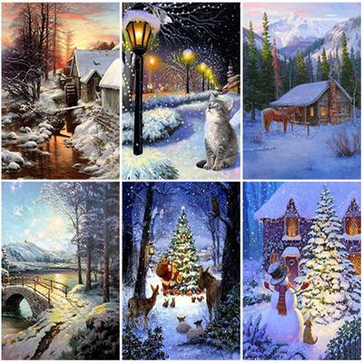 Diy Schnee Landschaft 5D Diamant Malerei voller Runde Bohrer Landschaft Winter Diamant Stickerei Mosaik Kreuzstich Home Decor Geschenk