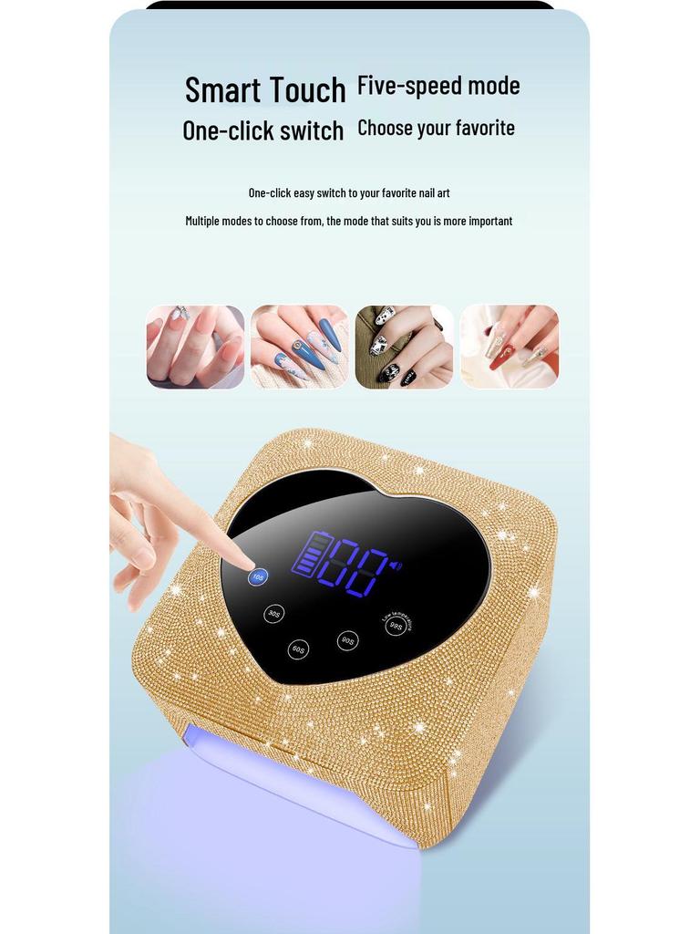 Rechargeable Wireless Nail Art UV/LED Lamp with Rhinestone Design