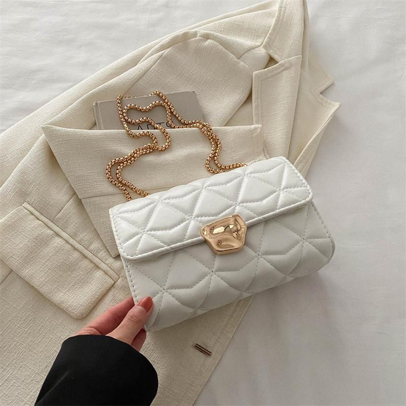 Stylish Trendy Quilted Chain Shoulder Bag For Women In Pu Leather Chic Mini Crossbody
