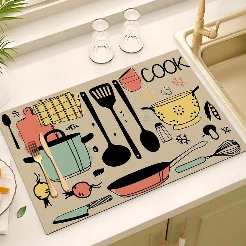 Drying Mat Coffee Mat Super Absorbent Drying  Large Dish Drying Mats For Kitchen Counte Mat For Toilet Countertop Home Supplies