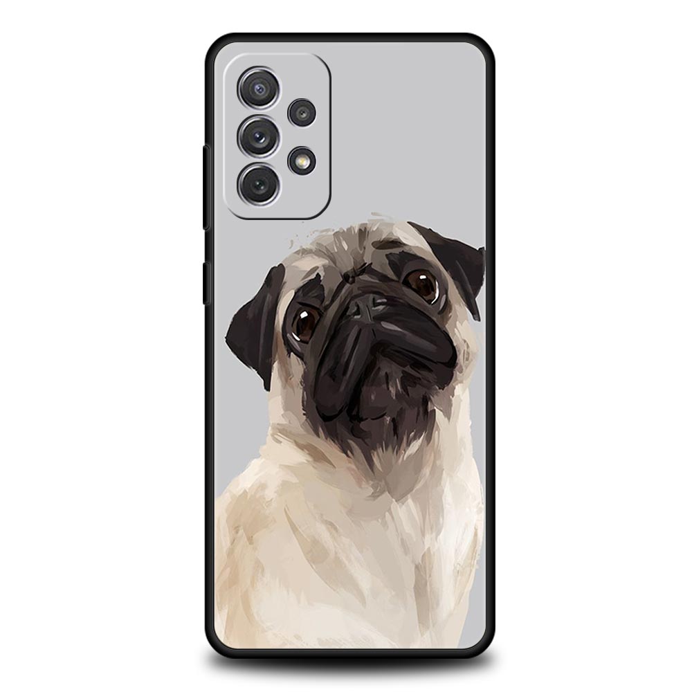 Cute Pug Dog Phone Case for Samsung A51 A71 A21S A12 A11 A15 A25 A31 A41 A23 A33 A53 A73 A03S A05S A13 5G A35 A55 Cover