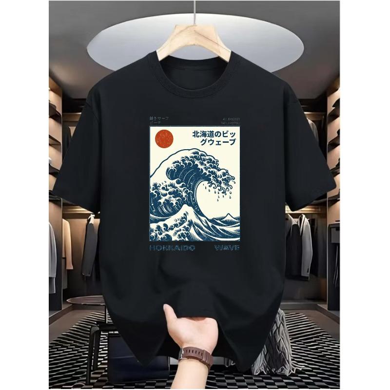 

European sizes Men s Casual Digital Print T-Shirt, Round Neck, Short Sleeve, Street Hip-Hop Style, Summer Fashion Trend, Sporty Style 4XL