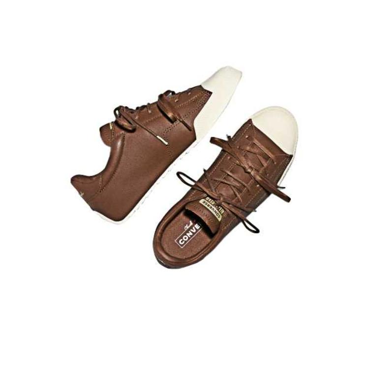 Converse Chuck Taylor de Cuero All Star Caña Baja Suela Gruesa Moda Absorción de Impactos Zapatos Casuales Zapatillas Unisex A18890C