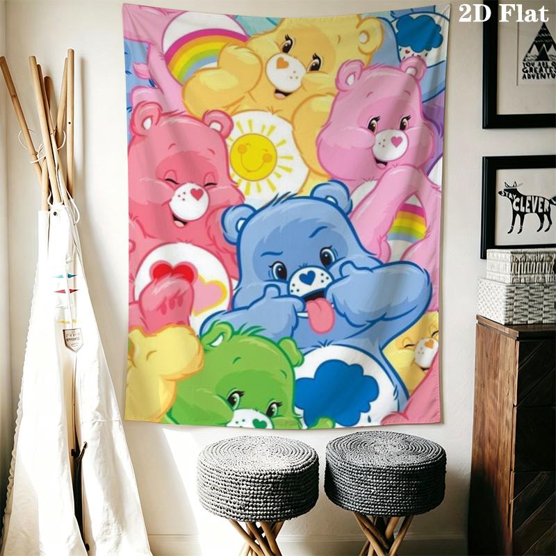 Care Bears Wall Tapestry Aesthetic Wall Hanging Printed Fabric Blanket Decorative Tapestries for Bedroom Living Room Home Decor