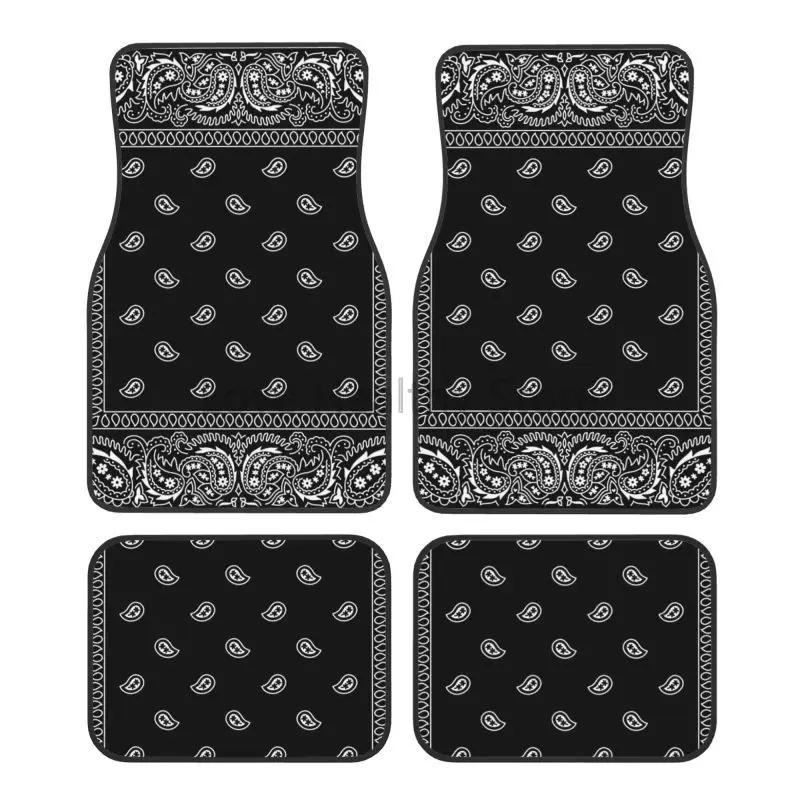 Автомобильные коврики Черный узор bandana Ковровые коврики Автоаксессуары Декор Передние и задние коврики для автомобиля Набор из 4 штук 4pcs